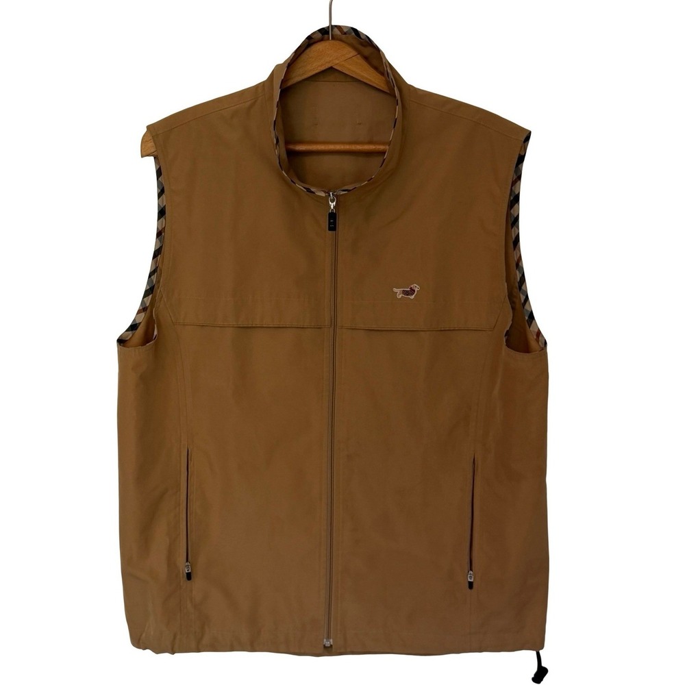 Vintage DAKS London Tan Sleeveless Sport Gilet Men's Large British House Check